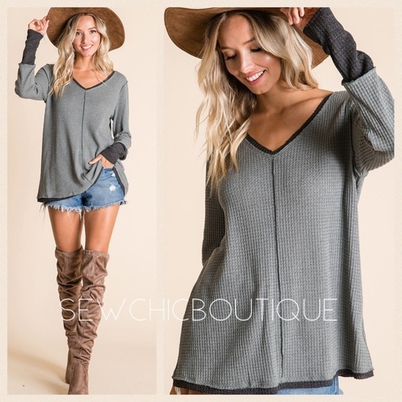 Gray & Black Waffle Knit w Contrast Cuffs - Picture 5 of 5